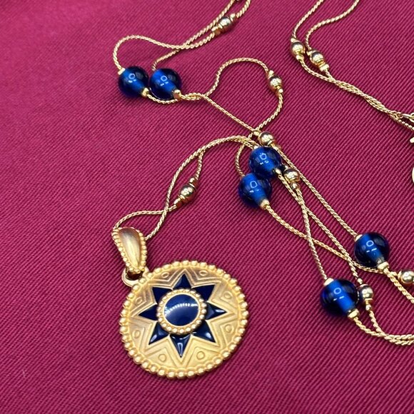 VTG Anne Klein AKII Long Gold-Plated Sunburst Pendant Necklace - Picture 1 of 13